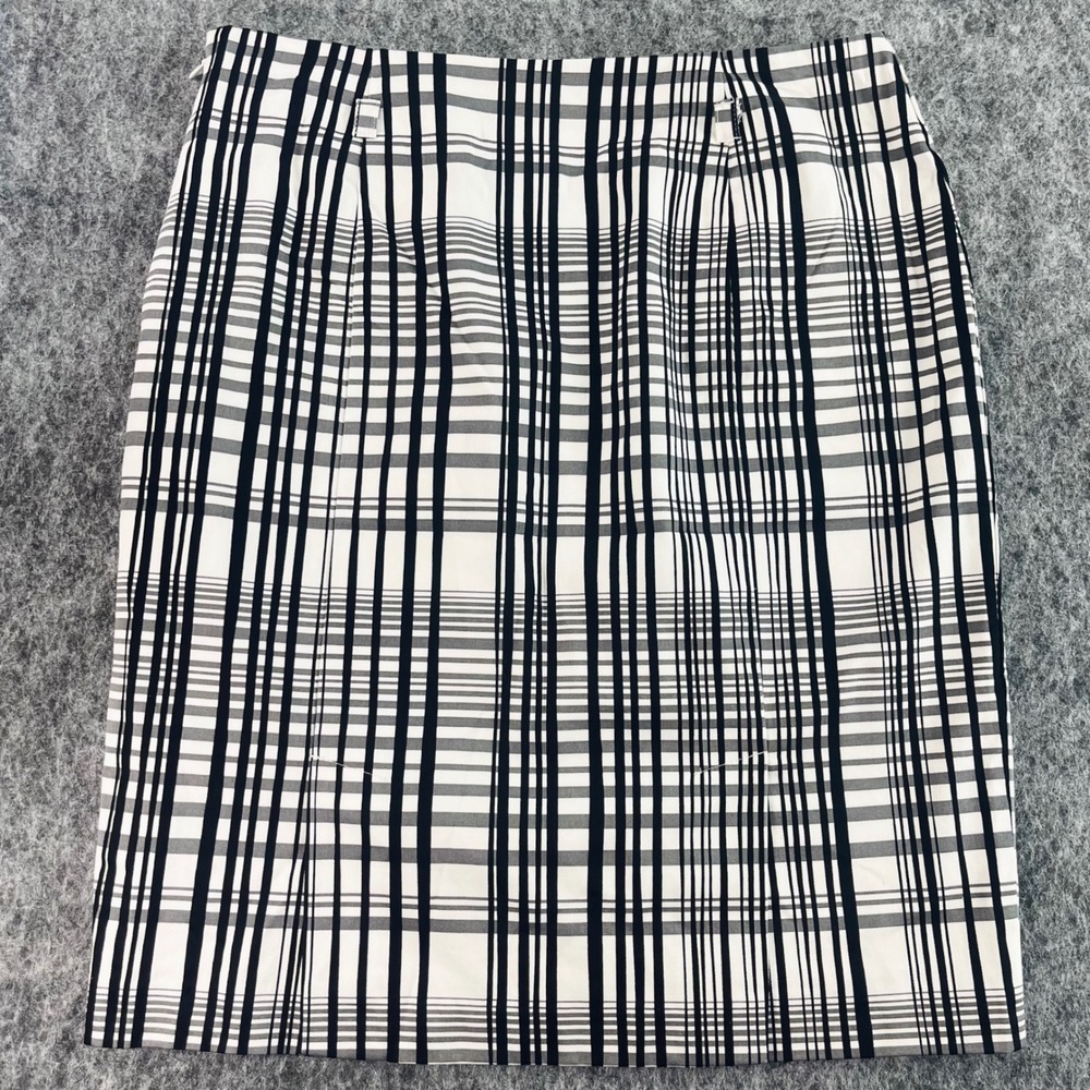 Apt. 9 Pencil Skirt Womens 8 Black White Plaid Cotton Blend Office Mod Preppy